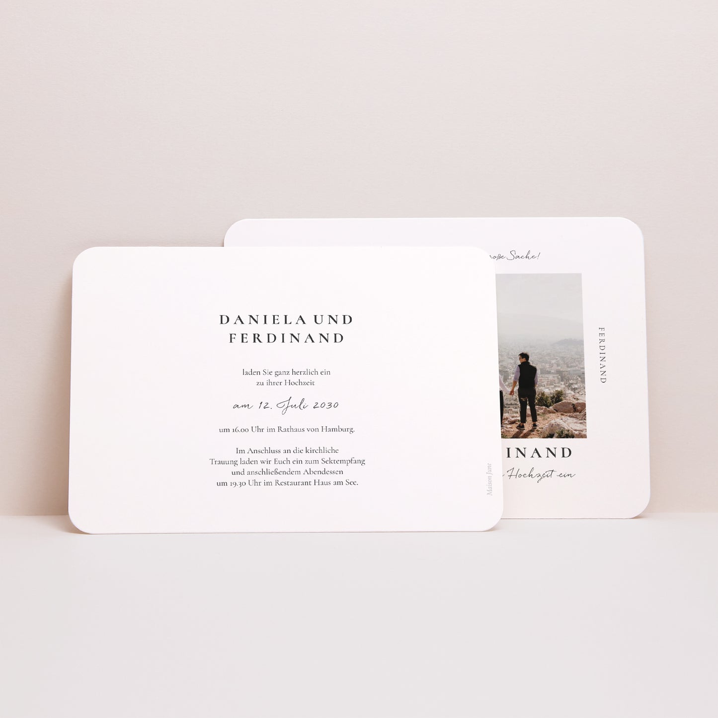 Hochzeitseinladung Landschaft, abgerundete Ränder Trio & Typo foto N° 2