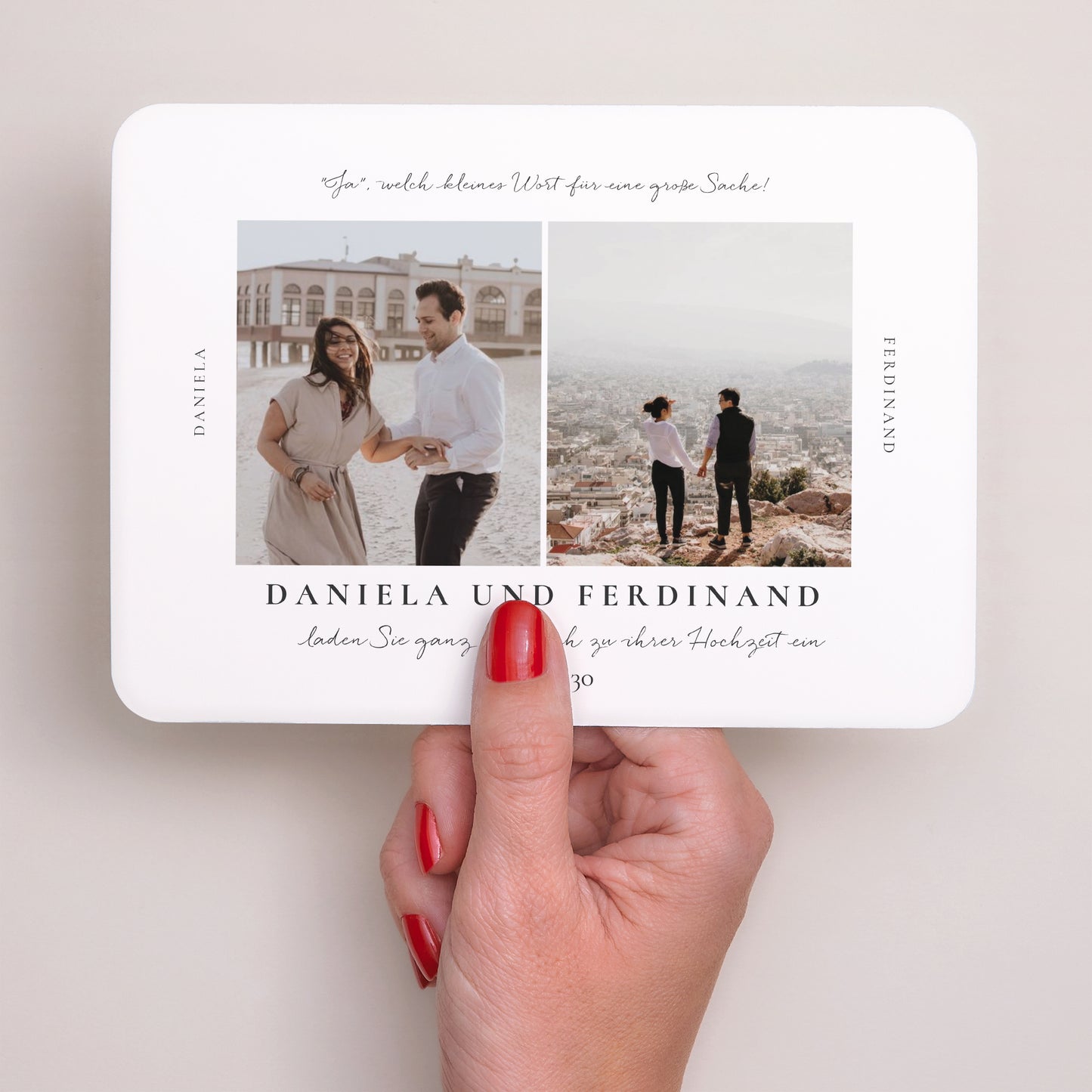 Hochzeitseinladung Landschaft, abgerundete Ränder Trio & Typo foto N° 3
