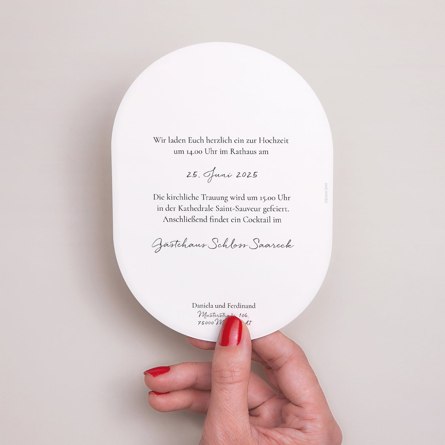 Hochzeitseinladung oval Alliance Végétale foto N° 3