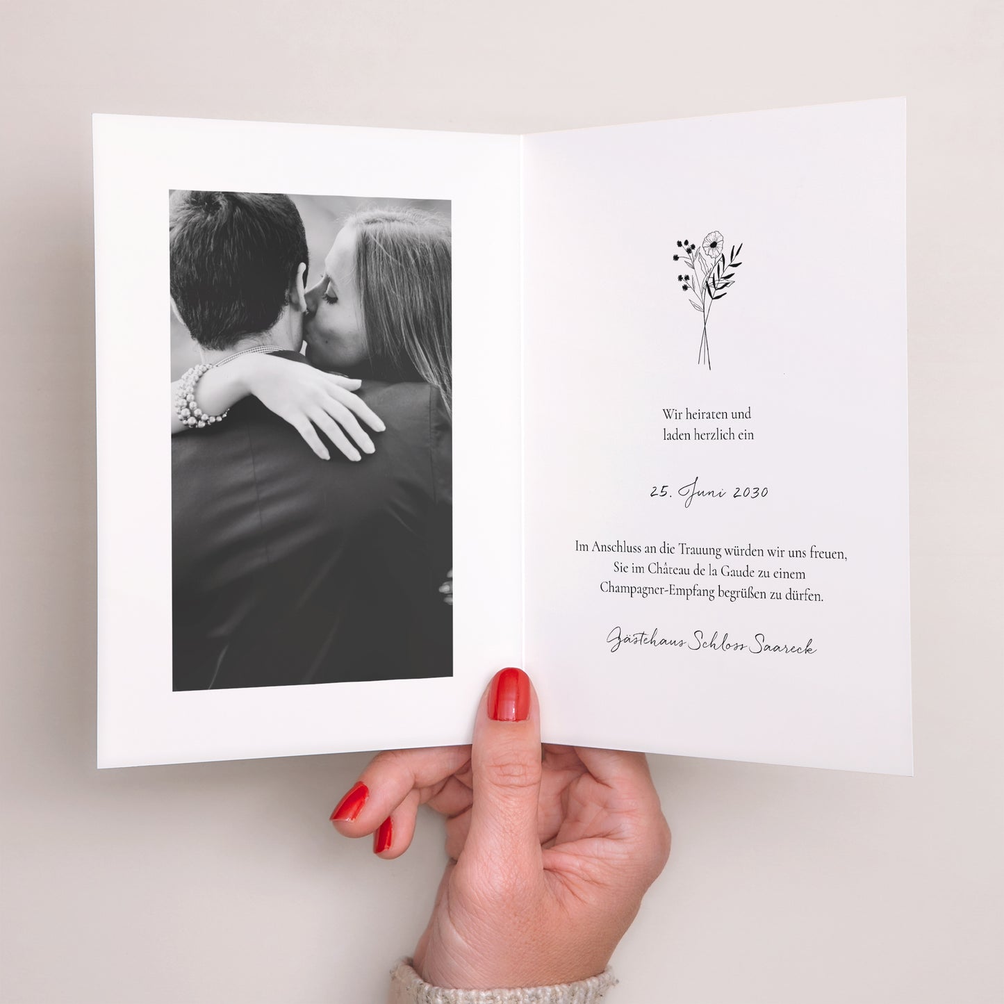 Hochzeitseinladung Doppelflügelporträt Alliance Végétale foto N° 2