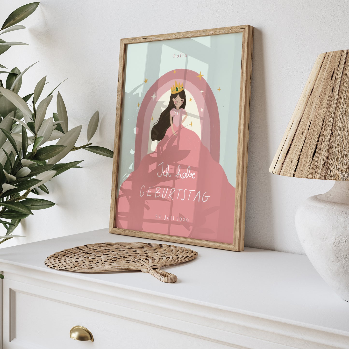 Poster Kindergeburtstag Porträt Prinzessin Regenbogen foto N° 5