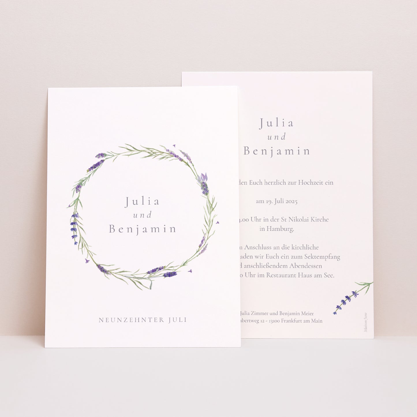 Hochzeitseinladung Lavendel Aquarell foto N° 1