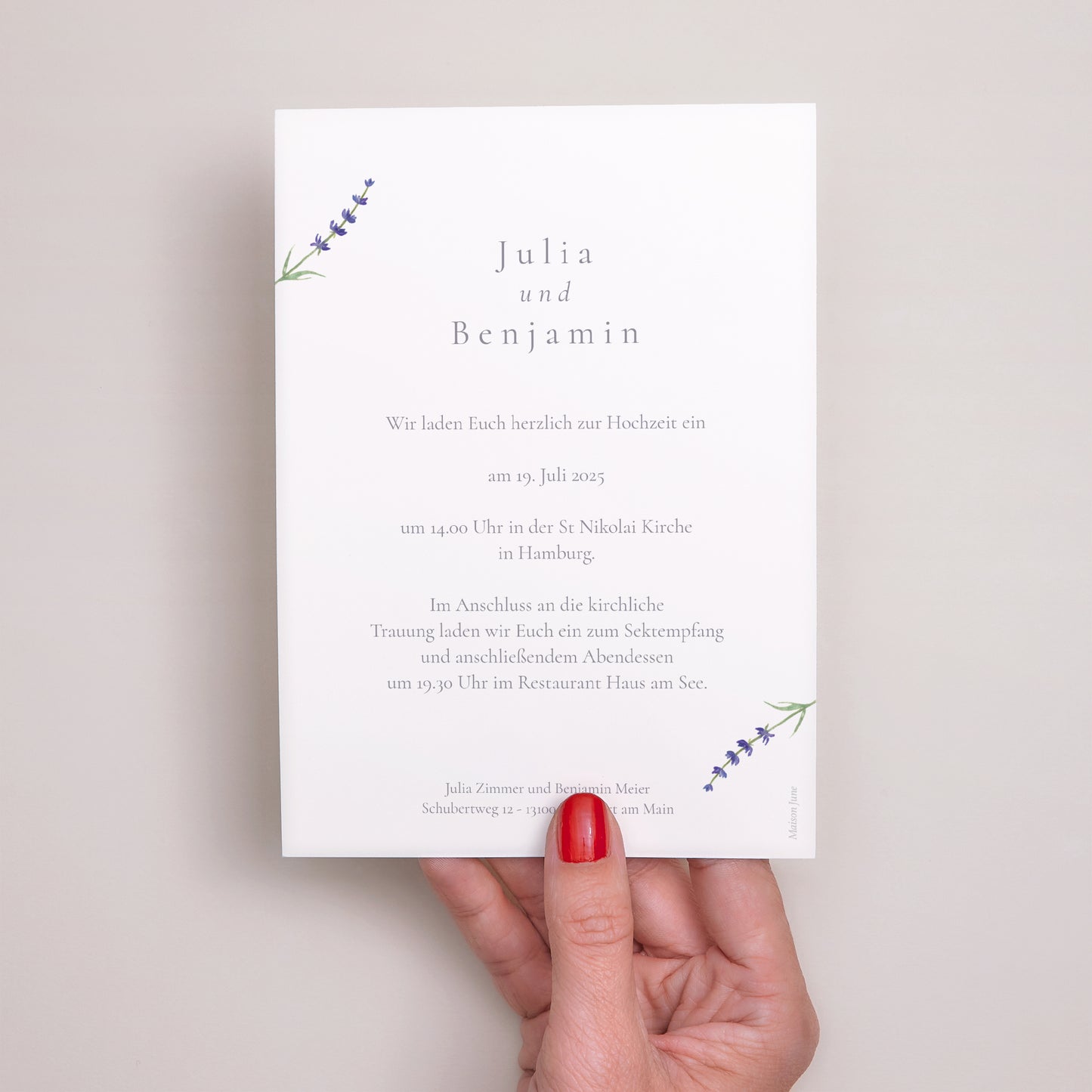 Hochzeitseinladung Lavendel Aquarell foto N° 3