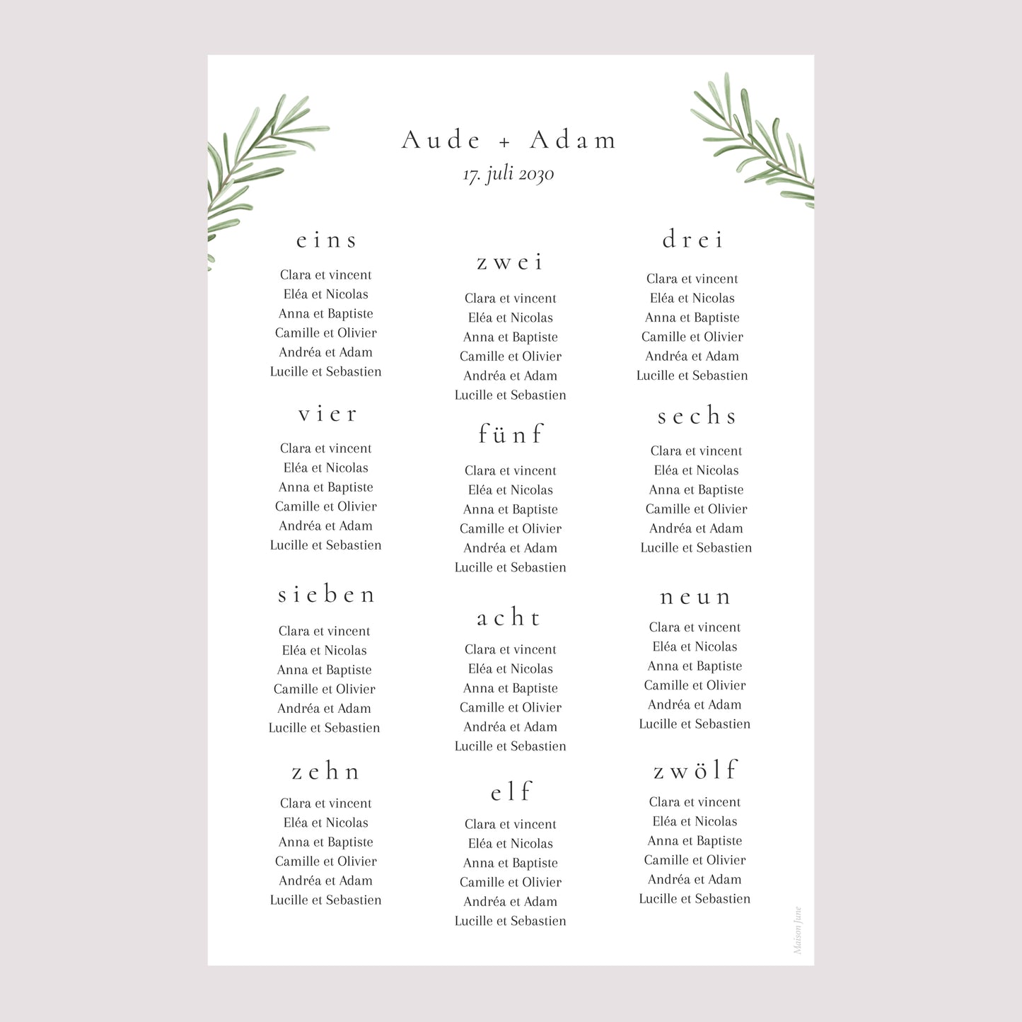 Sitzplan Hochzeit Porträt Rosmarin aus der Provence foto N° 2