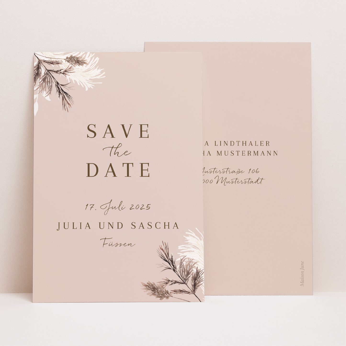 Save the date Karte Hochzeit PortraitPorträt Bohemian Floral foto N° 1
