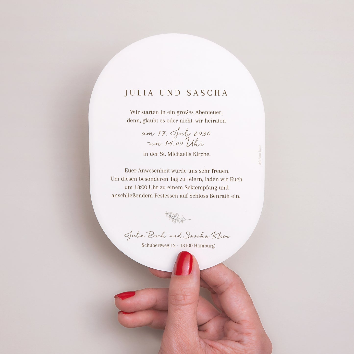 Hochzeitseinladung oval Bohemian Floral foto N° 3