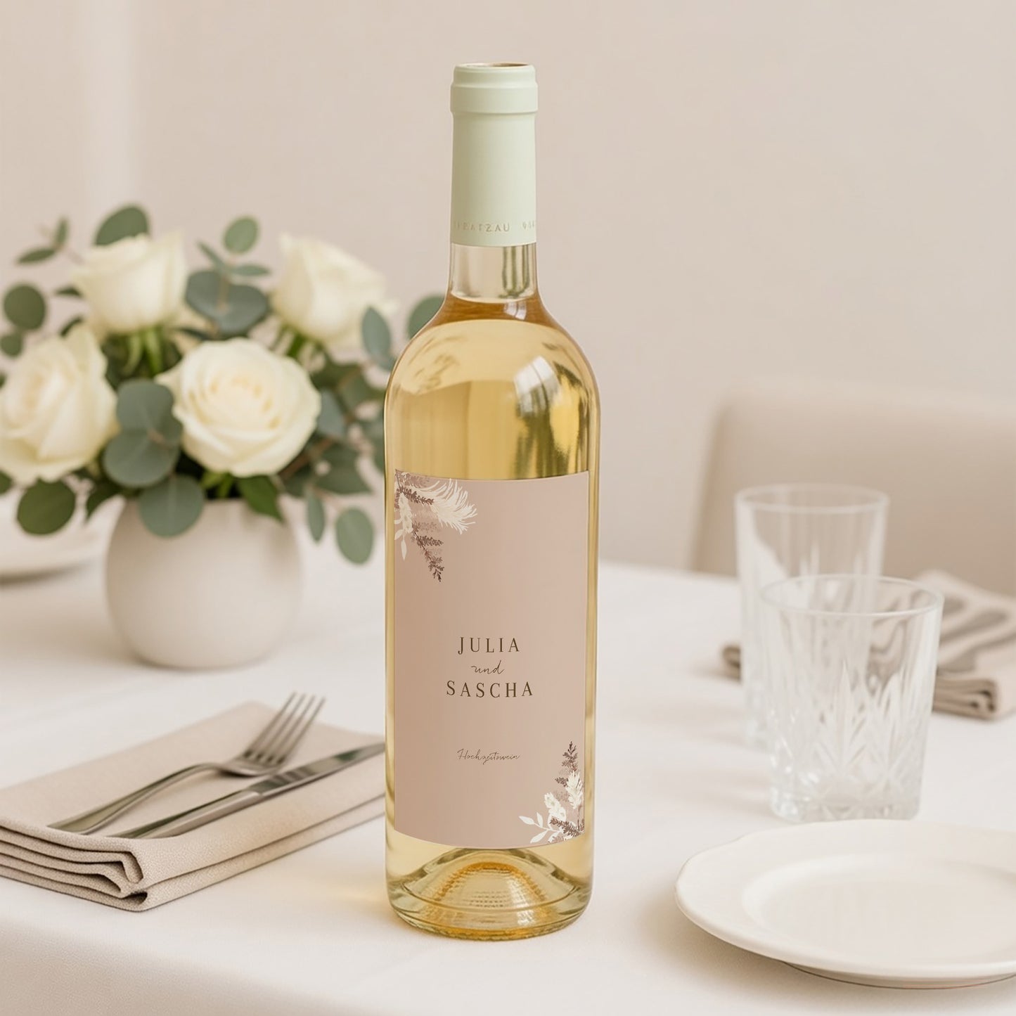 Flaschenetikett Hochzeit Porträt Bohemian Floral foto N° 2