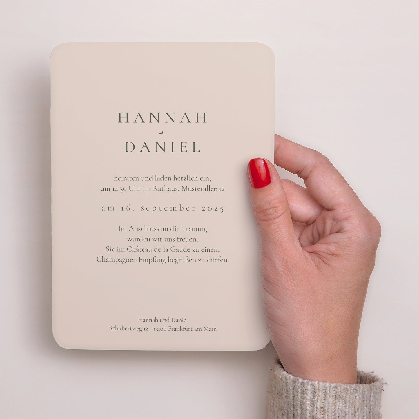 Hochzeitseinladung Porträt, abgerundete Kanten Die Vereinigung des Olivenbaums foto N° 3