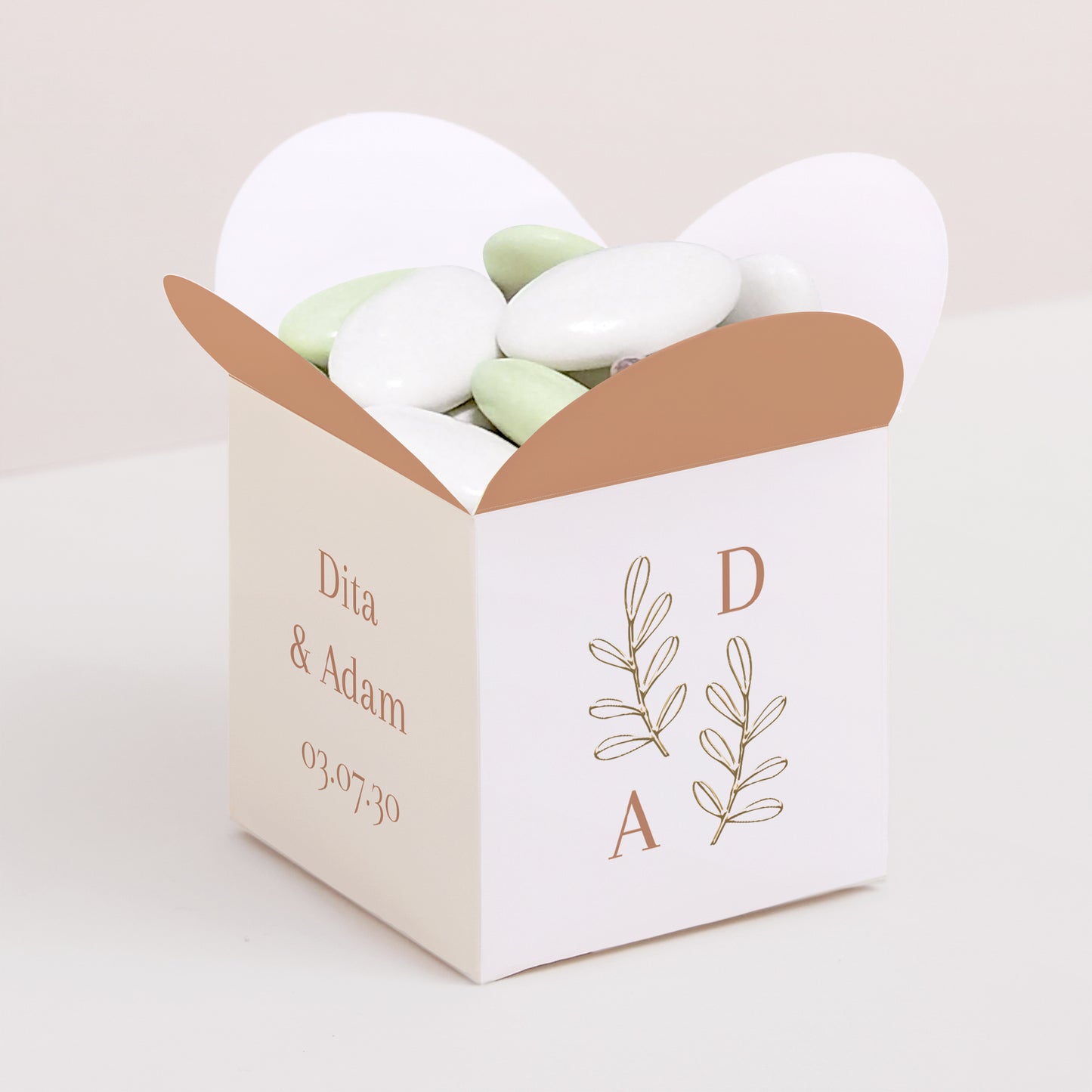 Geschenkbox Hochzeit Schmetterlingsöffnung Vegetal Koralle foto N° 1