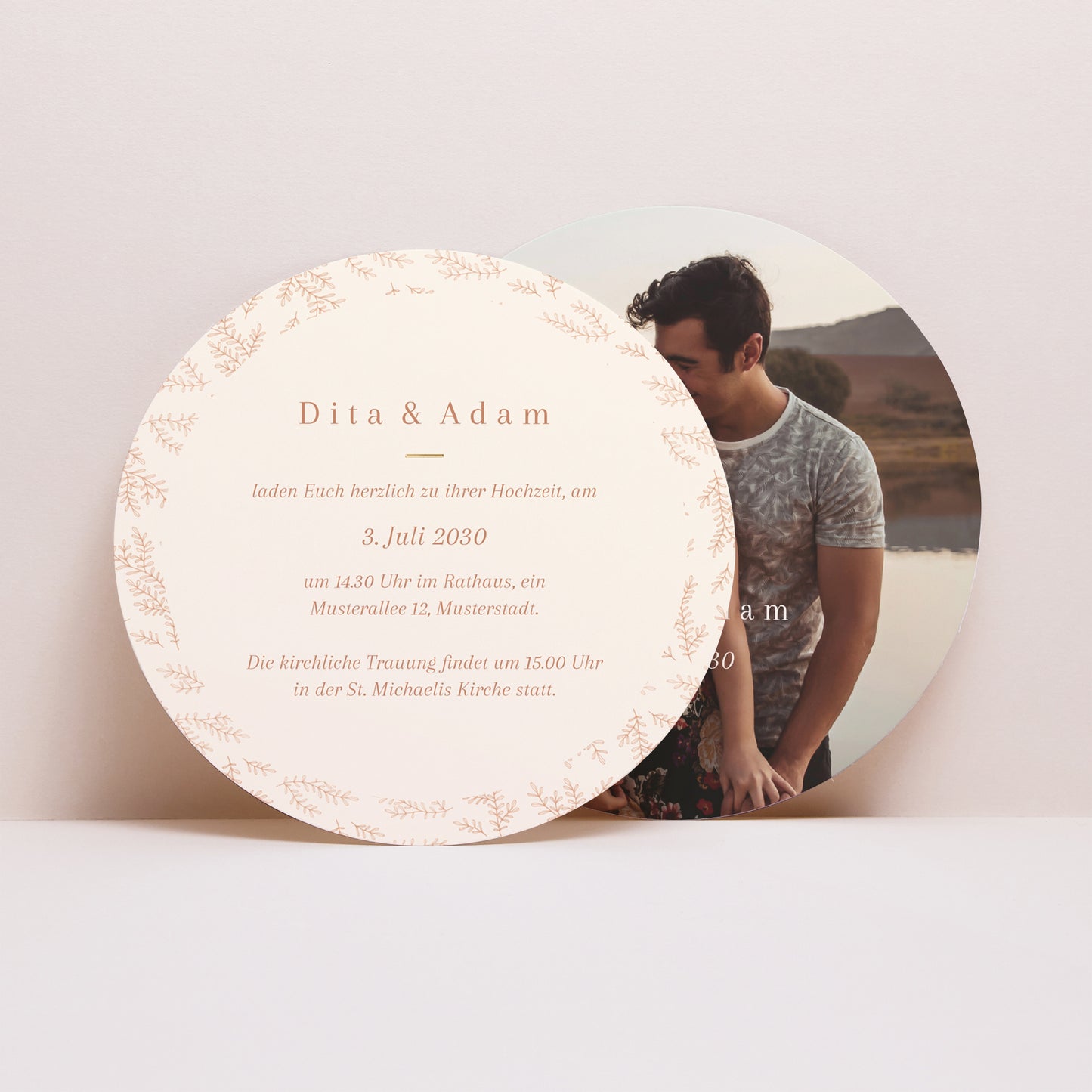 Hochzeitseinladung Schallplattenhülle Vegetal Koralle foto N° 4