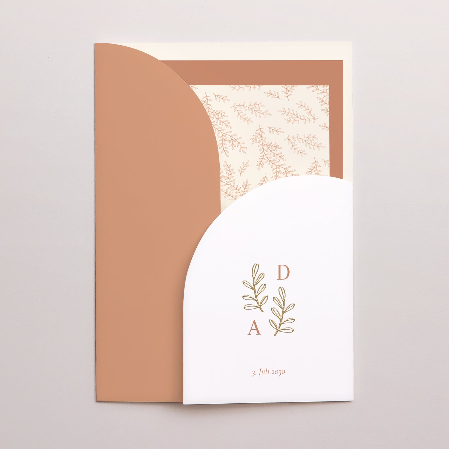 Hochzeitseinladung Hülle für 2 Karten Vegetal Koralle foto N° 1