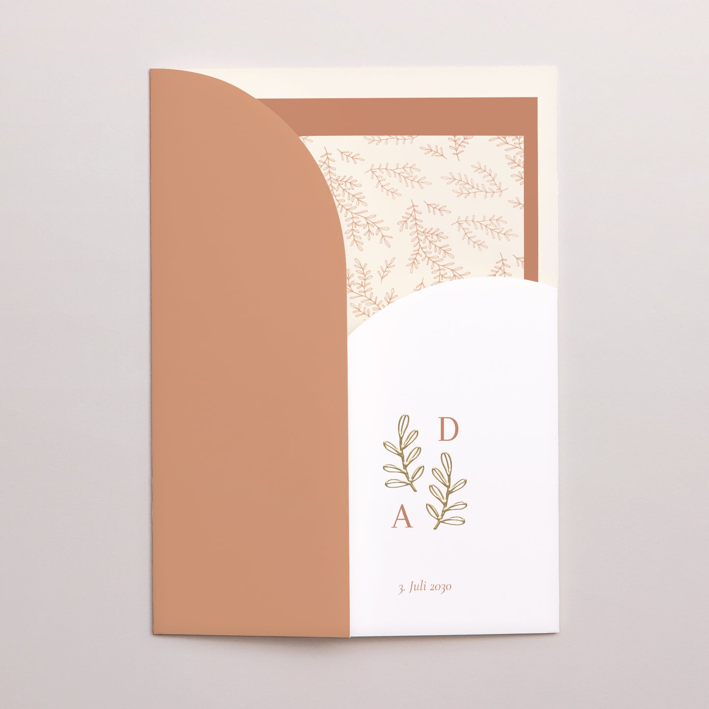 Hochzeitseinladung Hülle für 2 Karten Vegetal Koralle foto N° 2