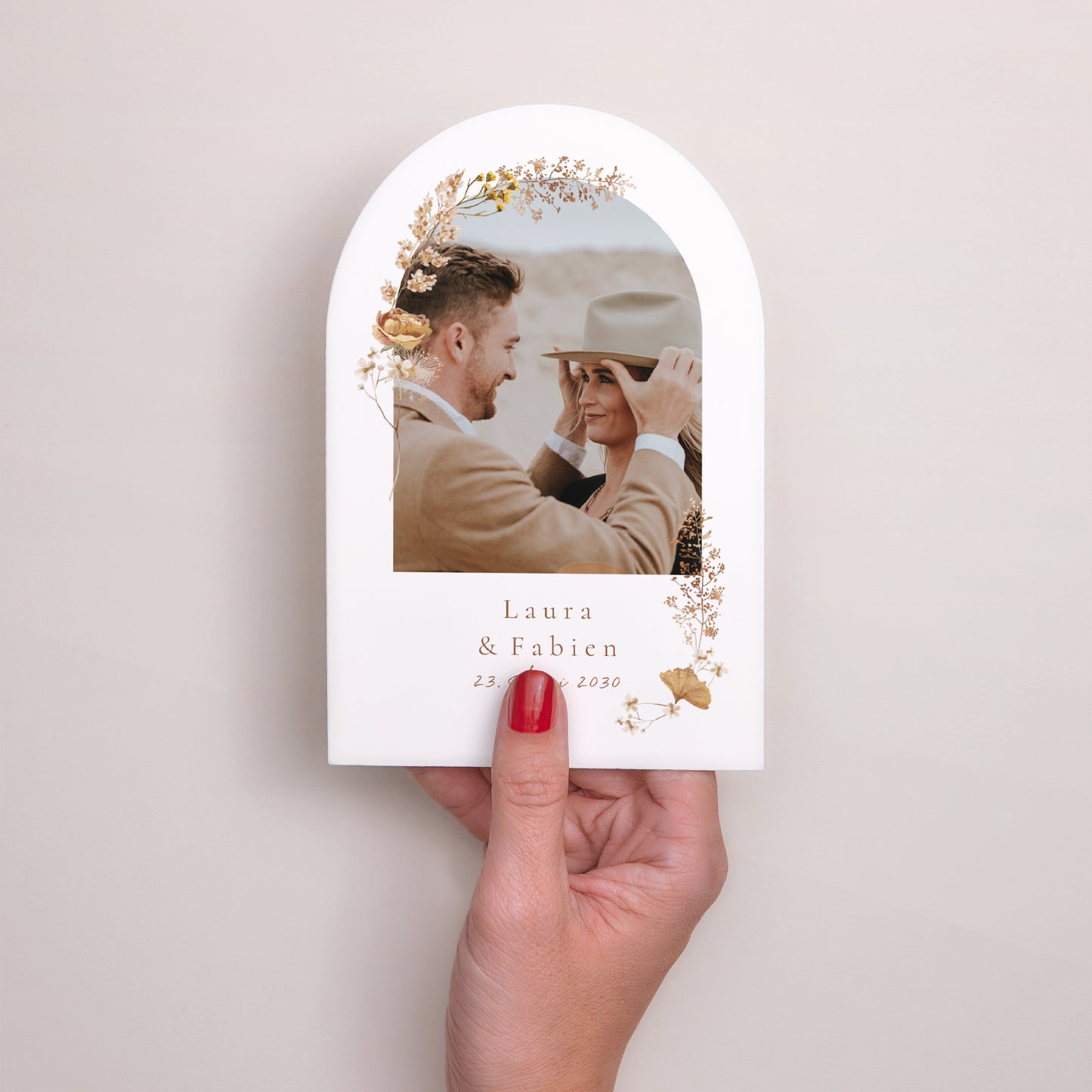 Einladungskarte Hochzeit Arche ländlich creme schick foto N° 2