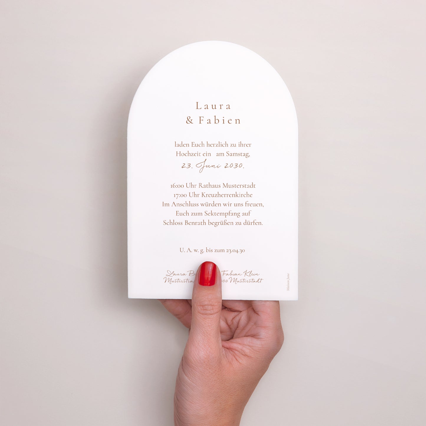 Hochzeitseinladung Arche ländlich creme schick foto N° 3