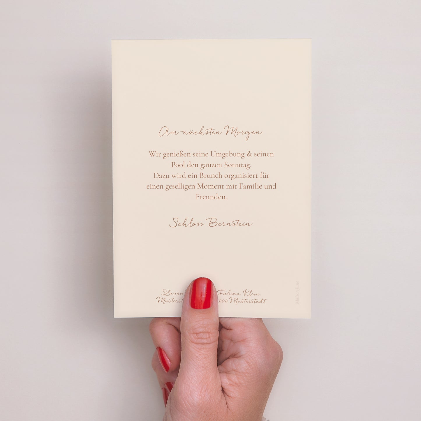 Einladungskarte Hochzeit Porträt ländlich creme schick foto N° 3