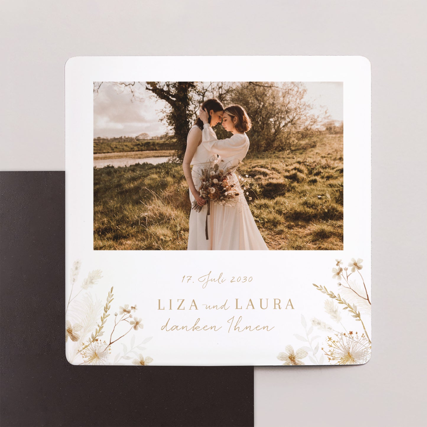 Dankeskarte Hochzeit Satz von 9, magnetisch. Böhmisch Creme foto N° 1