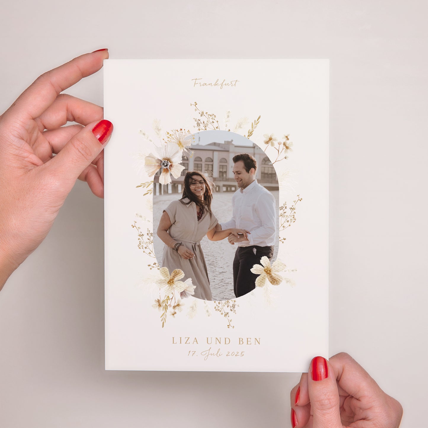 Hochzeitseinladung Porträt Böhmisch Creme foto N° 2