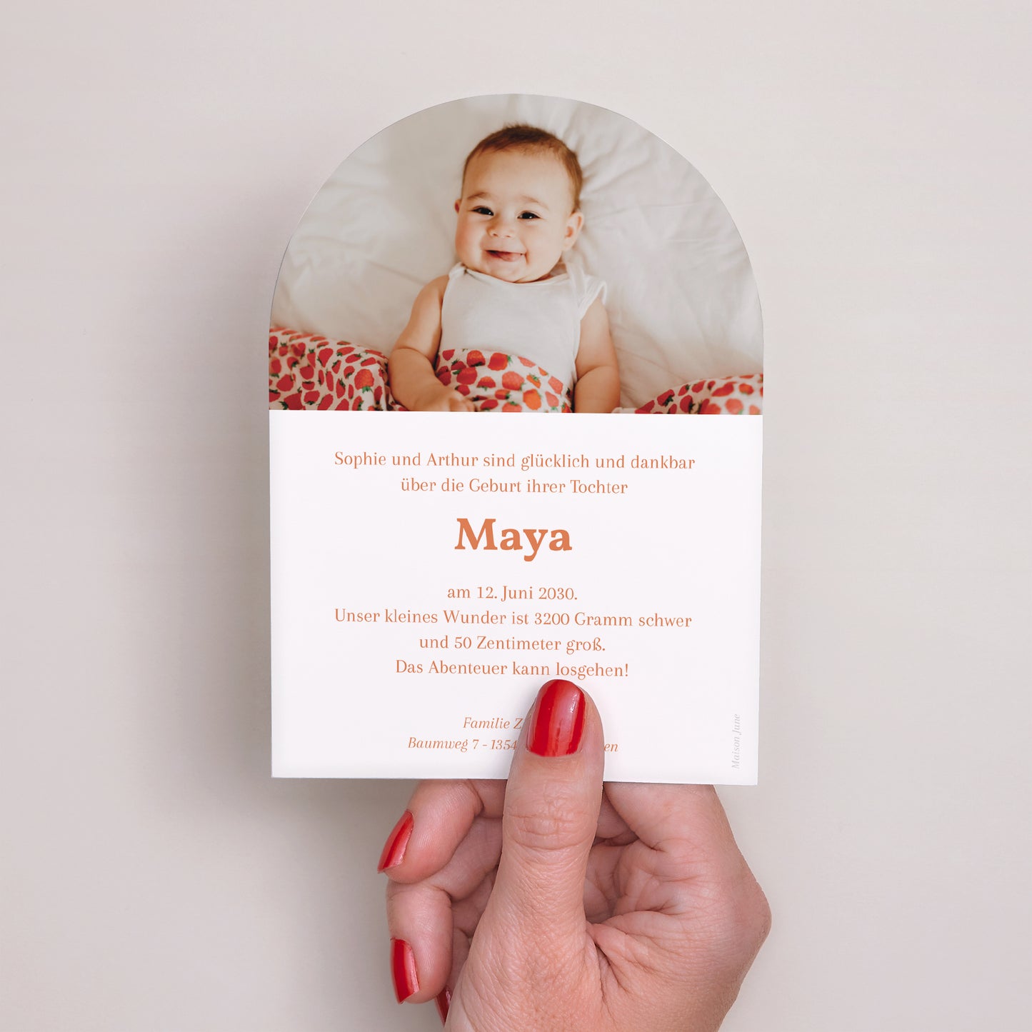 Geburtskarte Kleine Arche Tomettes, Dezent foto N° 3