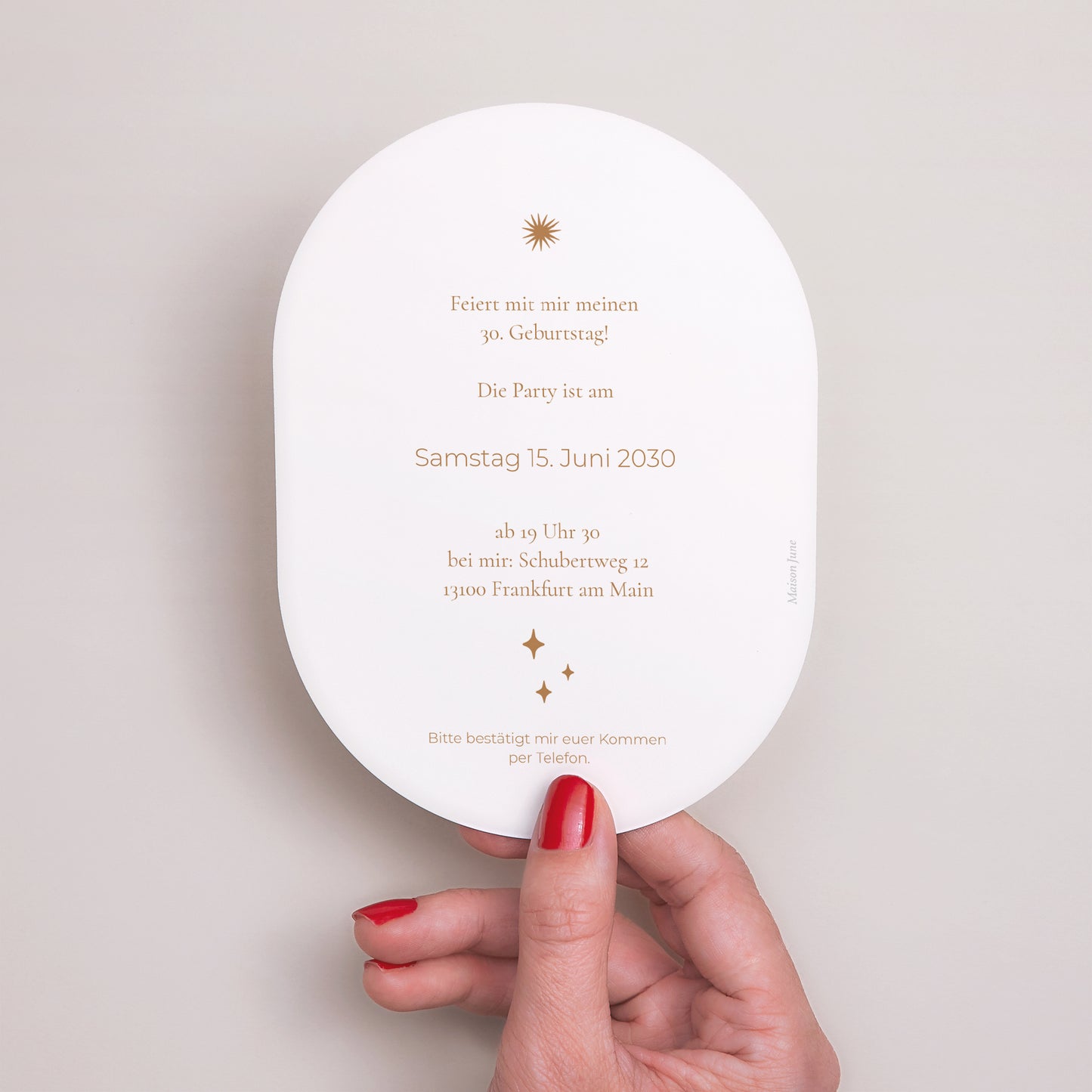Einladungskarte Geburtstag oval Sun Party, 30 Jahre, Oval foto N° 3