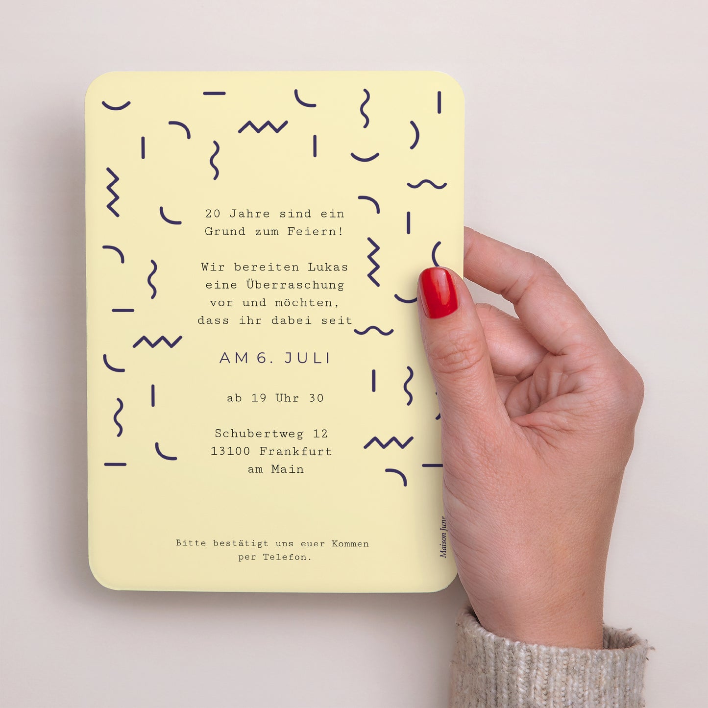 Einladungskarte Geburtstag Porträt, abgerundete Kanten Goldene Konfetti Pop foto N° 3