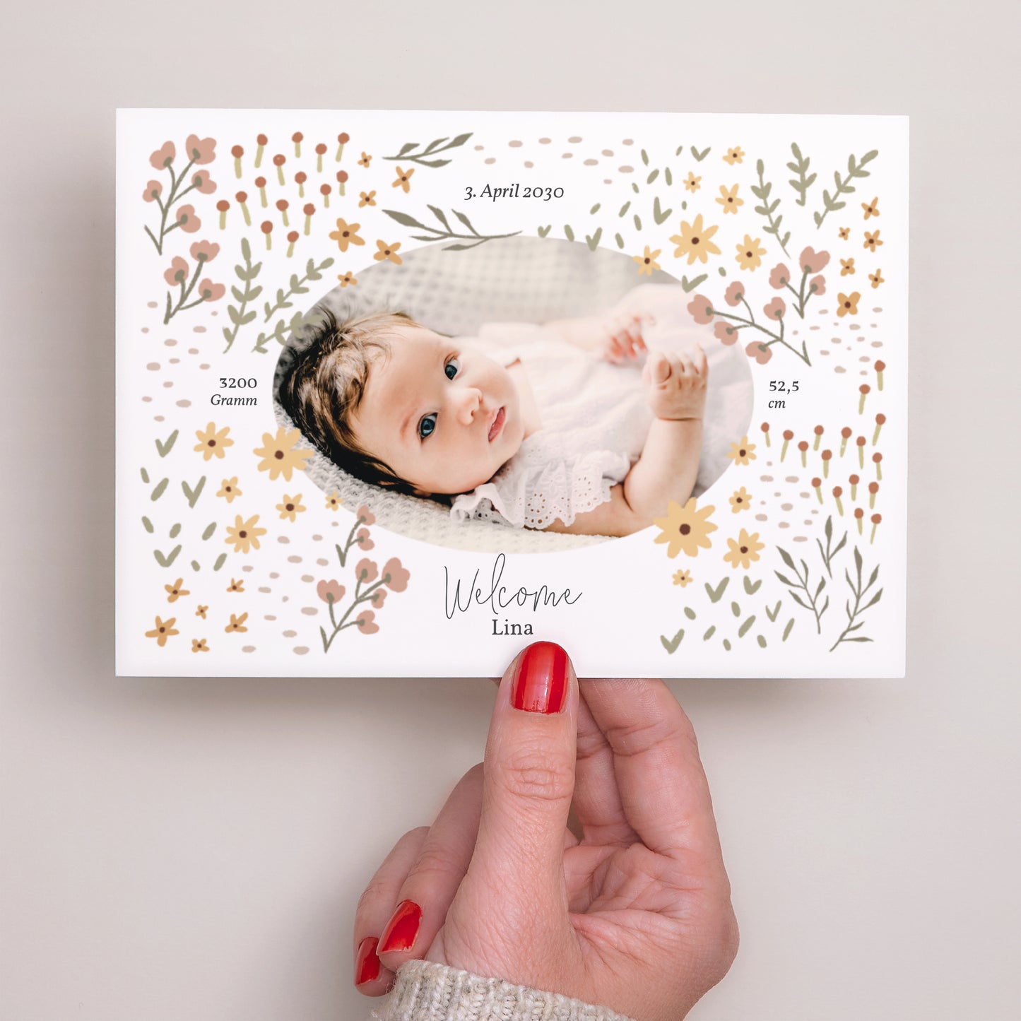 Geburtskarte Landschaft Kleine Blumen foto N° 3