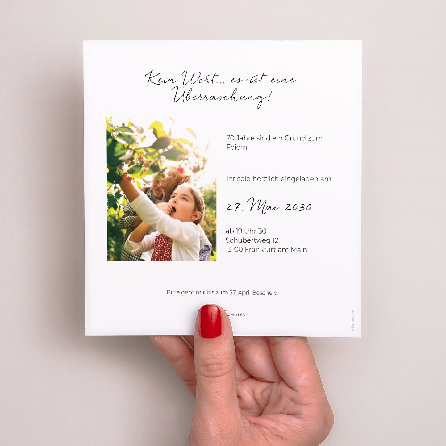 Beilegekarte Geburtstag Erwachsener Quadrat Fotomontage 70 Jahre foto N° 3