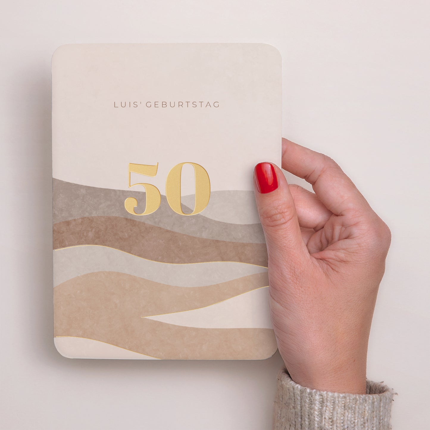 Beilegekarte Geburtstag Erwachsener Porträt, abgerundete Kanten Camaïeu Beige 50 Jahre foto N° 2