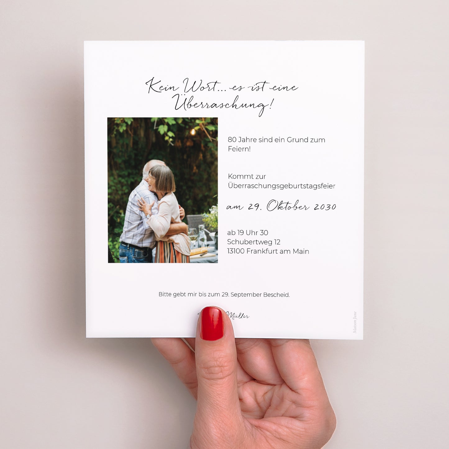 Einladungskarte Geburtstag Quadrat Geburtstag 80 Jahre gemischtes Quadrat Foto foto N° 3