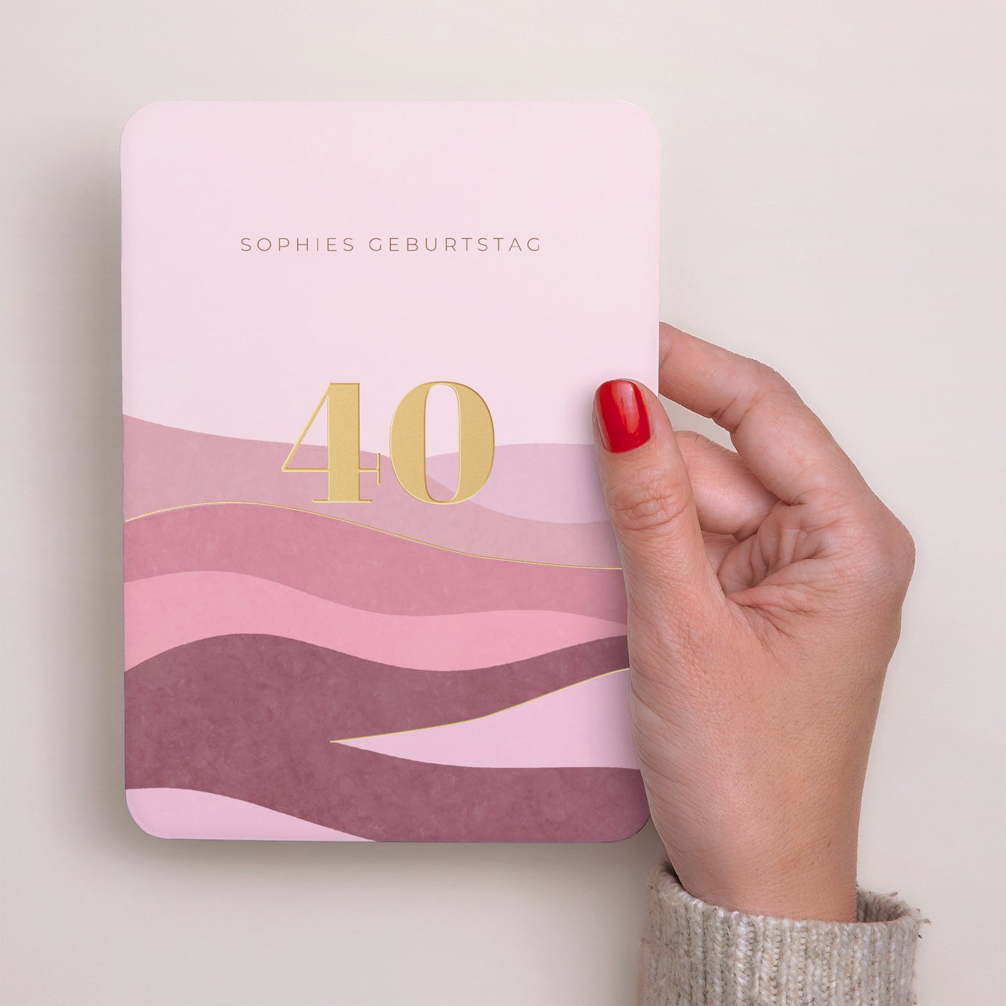 Beilegekarte Geburtstag Erwachsener Porträt, abgerundete Kanten 40 Jahre, Camaïeu rosa foto N° 2