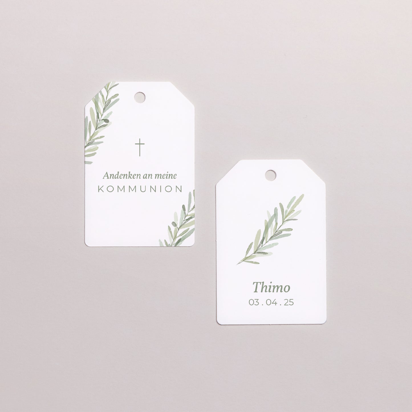 Geschenkbox Kommunion Ball mit Wimpel-Etikett Olivenbaumkranz foto N° 4