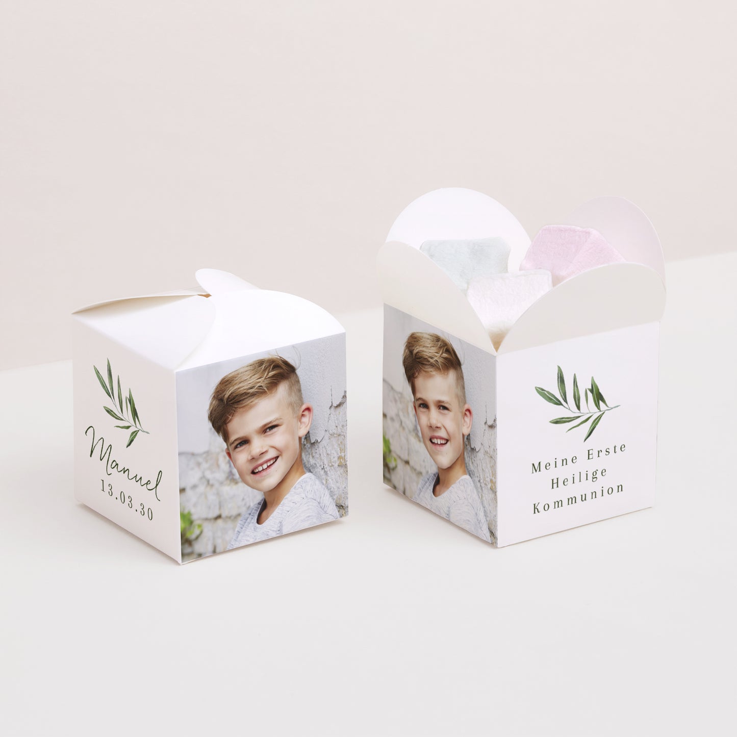 Geschenkbox Kommunion Schmetterlingsöffnung Gesegneter Zweig foto N° 2