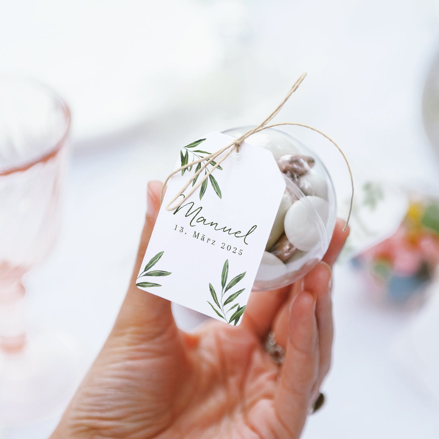 Geschenkbox Kommunion Ball mit Wimpel-Etikett Gesegneter Zweig foto N° 3