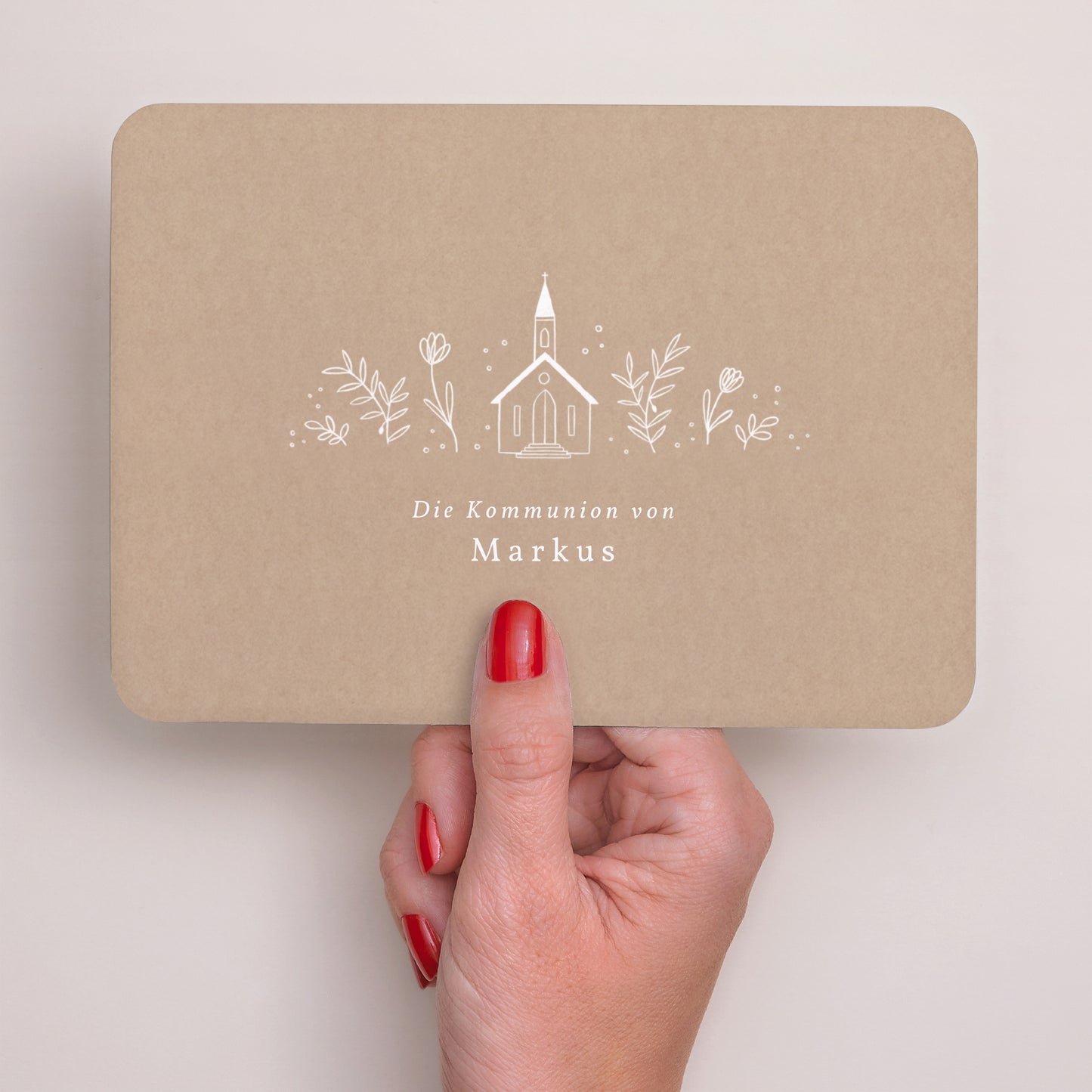 Einladungskarte Kommunion Landschaft, abgerundete Ränder Kirche, Kraft-Effekt foto N° 3