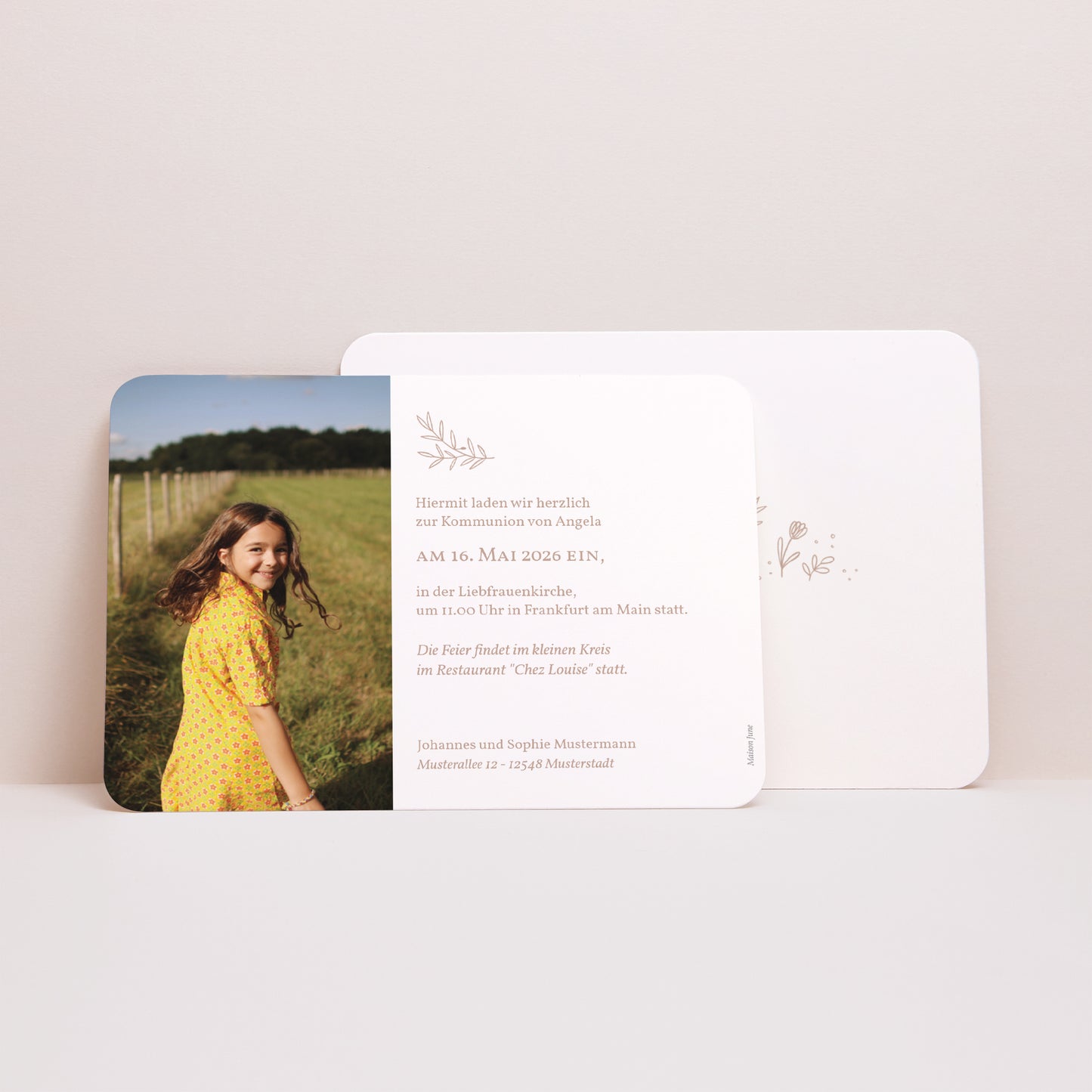 Einladungskarte Kommunion Landschaft, abgerundete Ränder foto N° 3