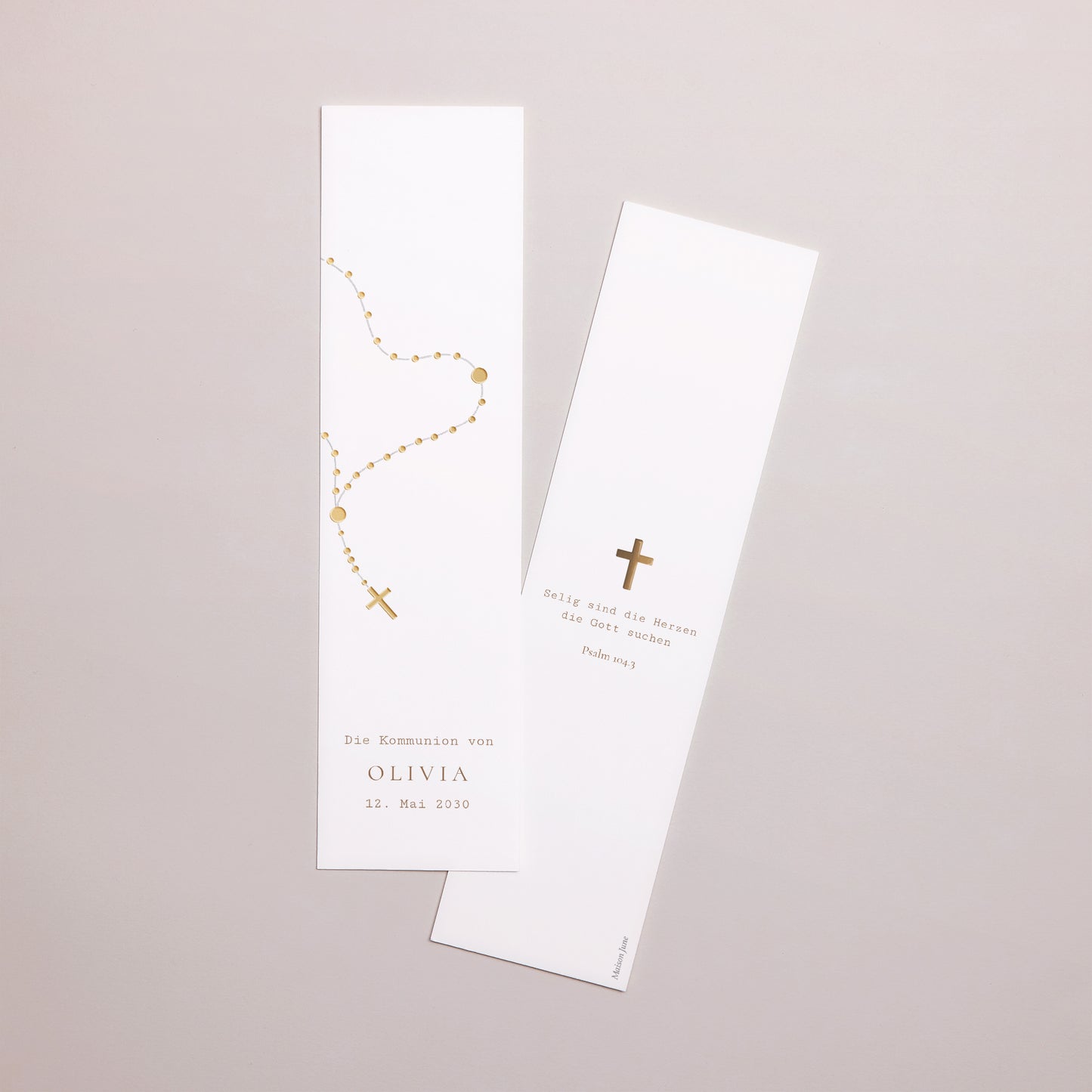 Lesezeichen Konfirmation Lesezeichen Goldener Rosenkranz foto N° 1
