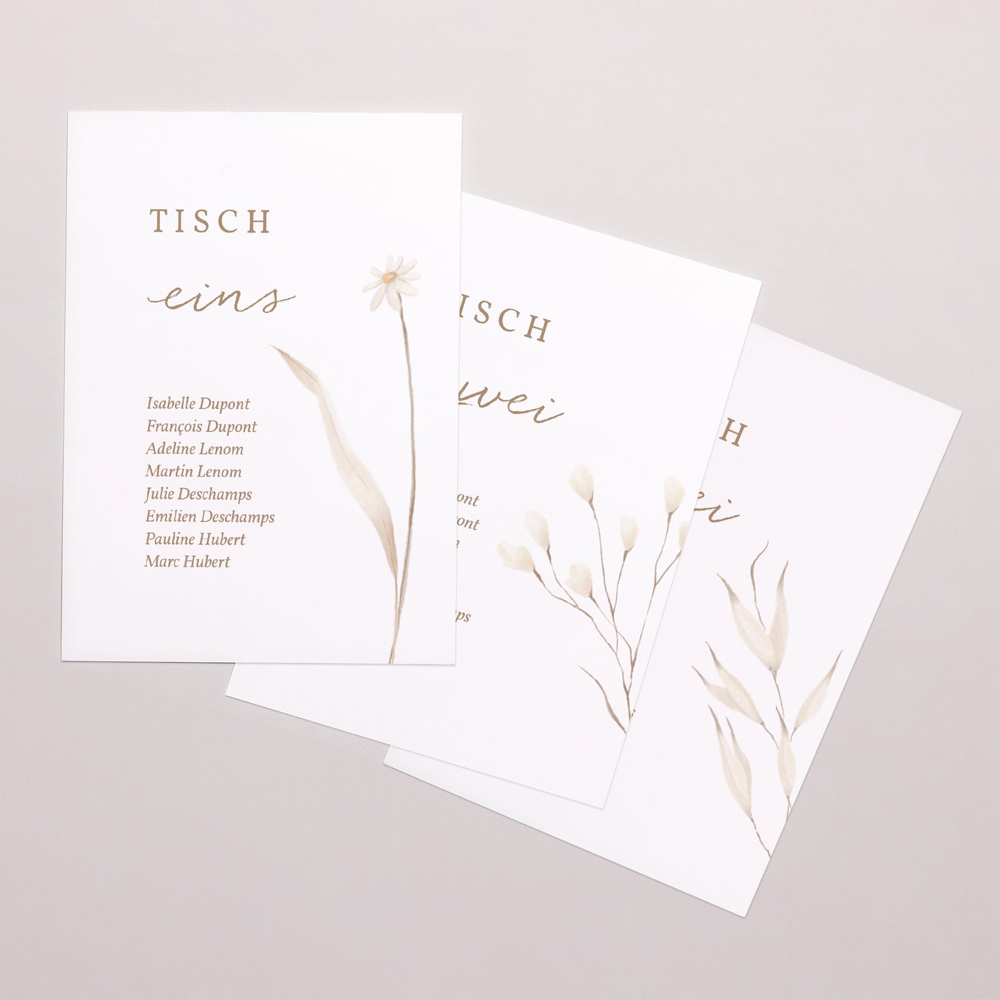 Tischnummern Hochzeit Rechteck Wilde Blumen foto N° 1