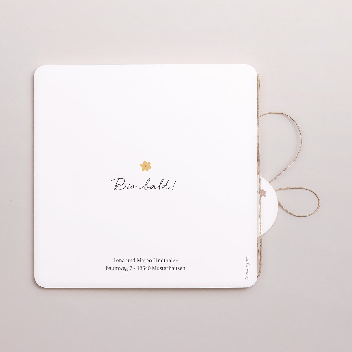 Geburtskarte Doppel-Quadrateinschlag, abgerundete Ecken, runde Etikette Zauber der Natur foto N° 3