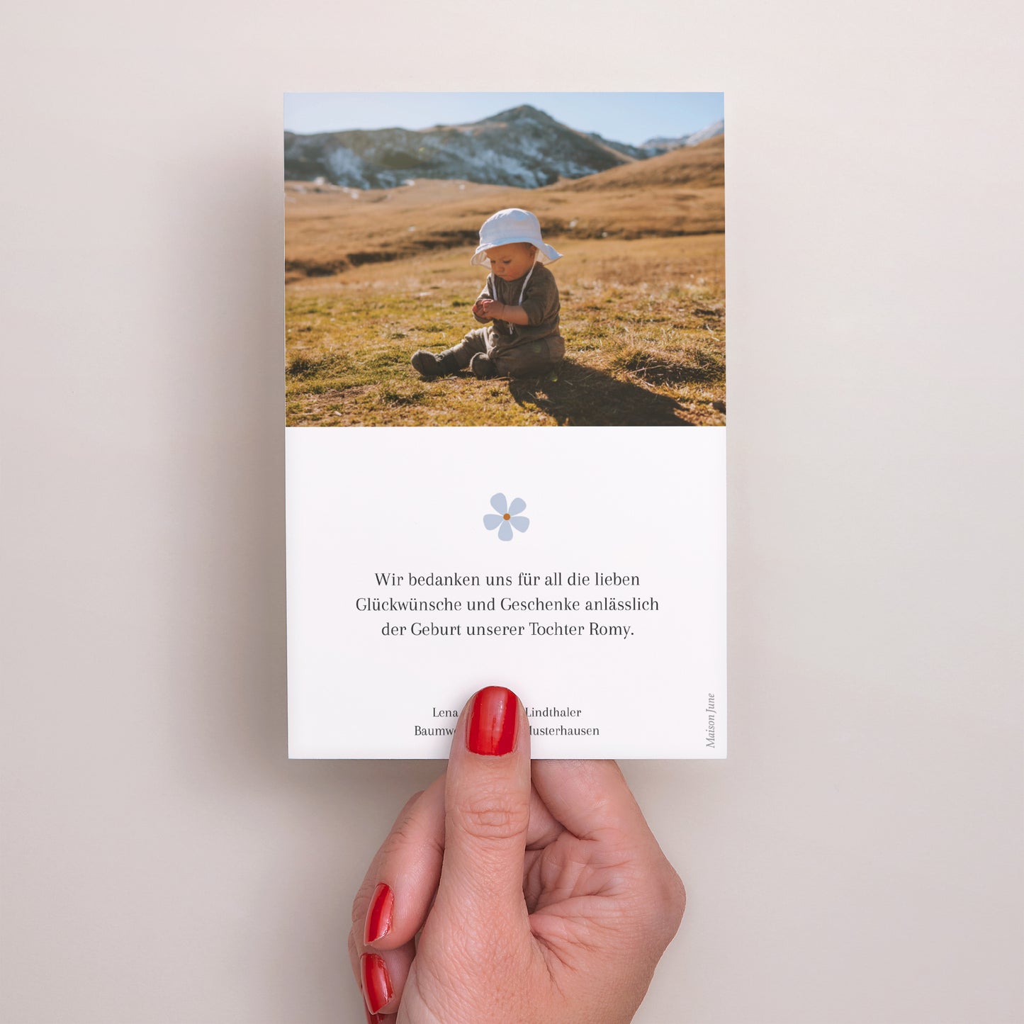 Dankeskarte Geburt PortraitPorträt Zauber der Natur foto N° 3