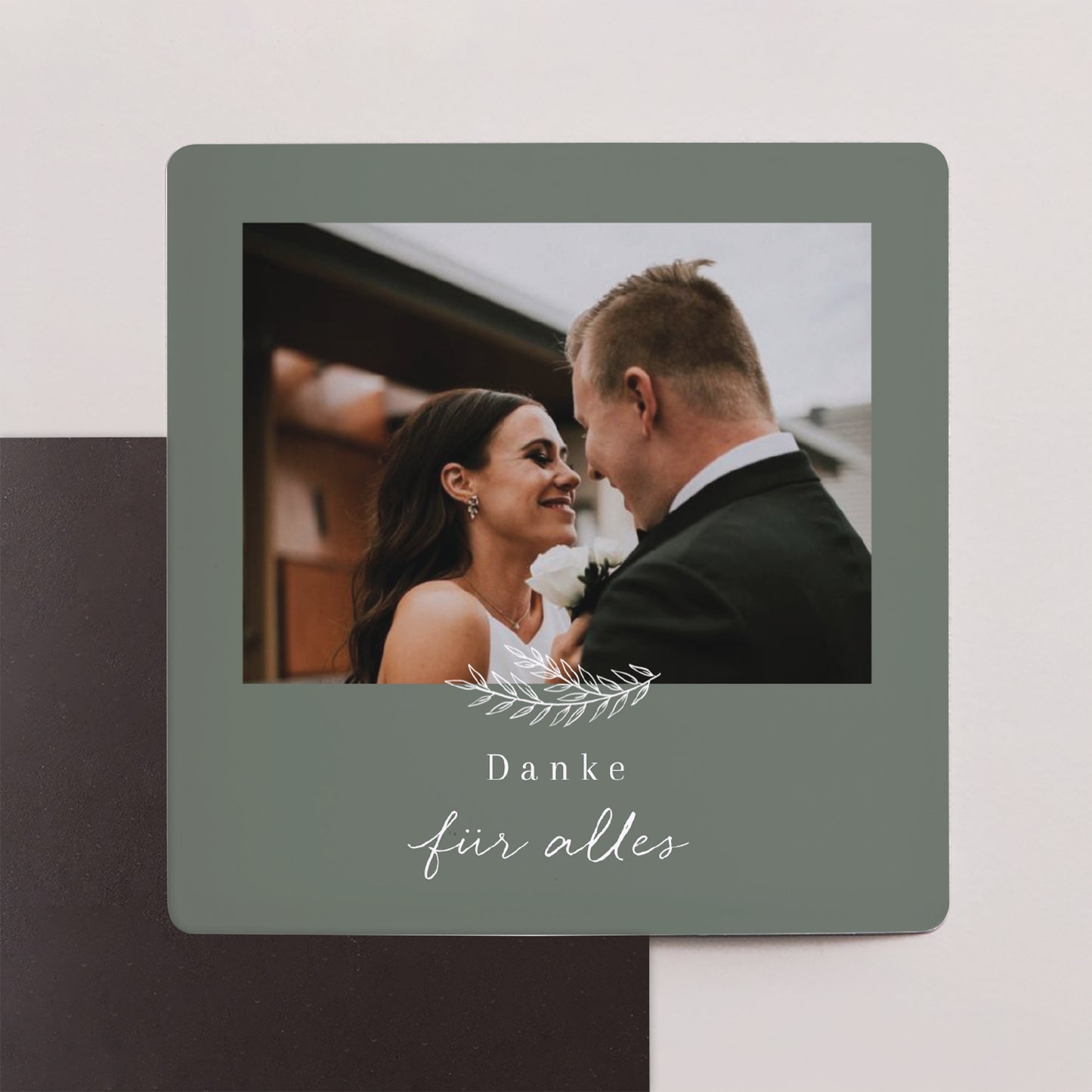 Dankeskarte Hochzeit Satz von 9, magnetisch. Blumenrahmen foto N° 1
