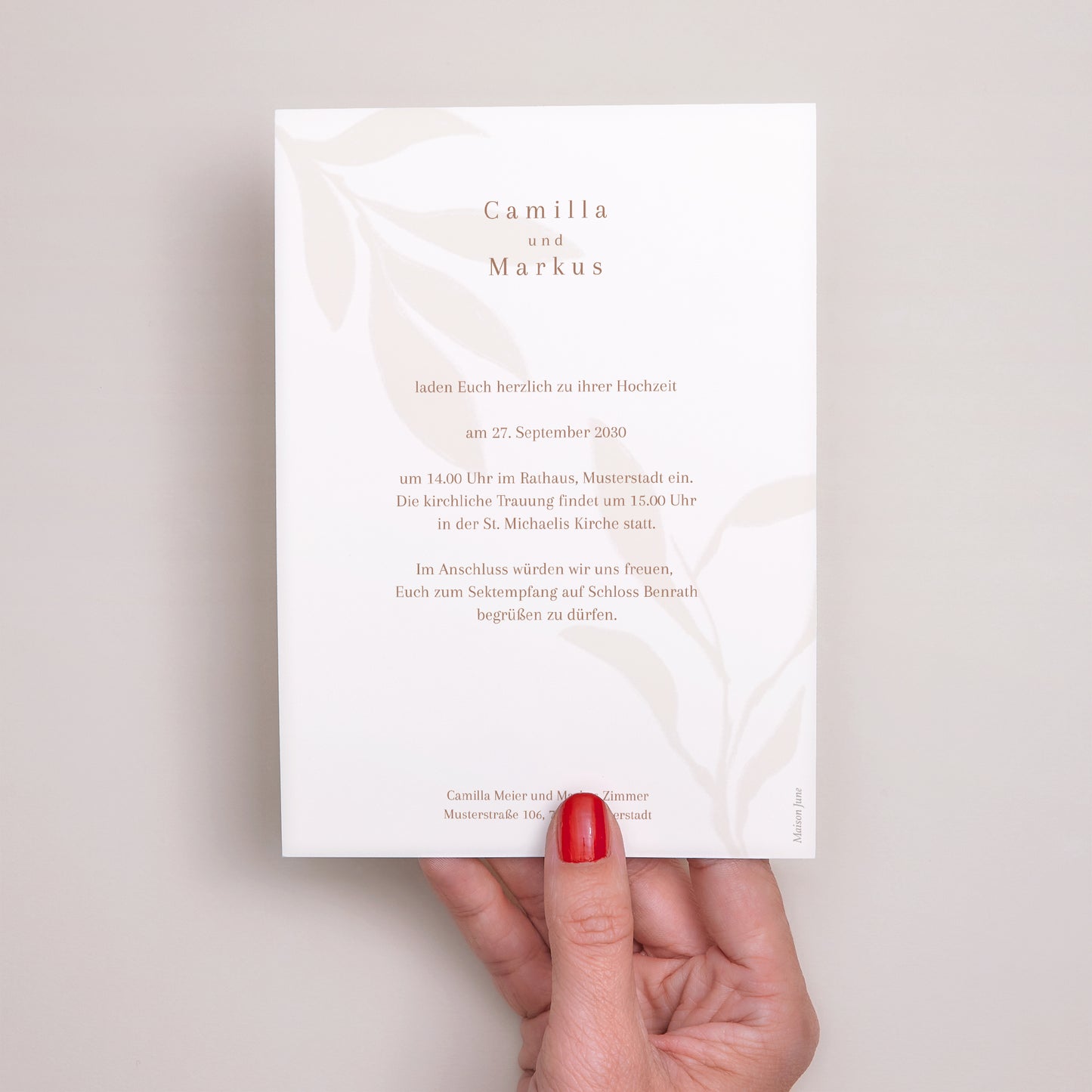 Hochzeitseinladung Hinter dem Laub foto N° 3