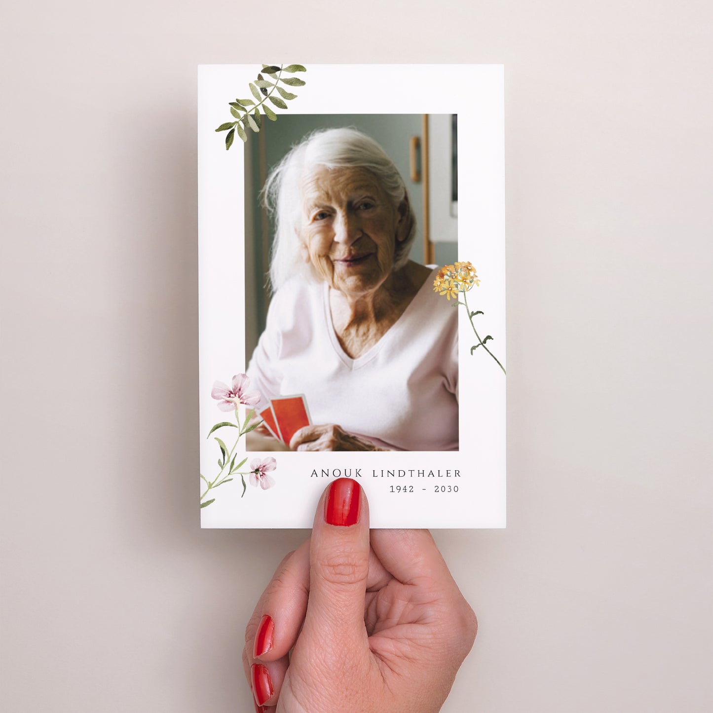 Dankeskarte Trauer PortraitPorträt Frühlingsblumen foto N° 2