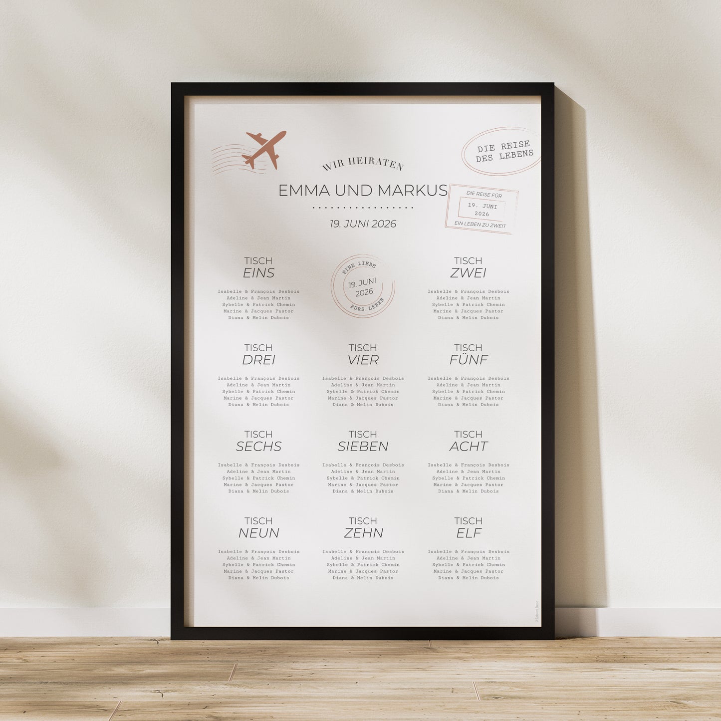 Sitzplan Hochzeit Porträt 60 x 90 cm Die Reise eines Lebens foto N° 1