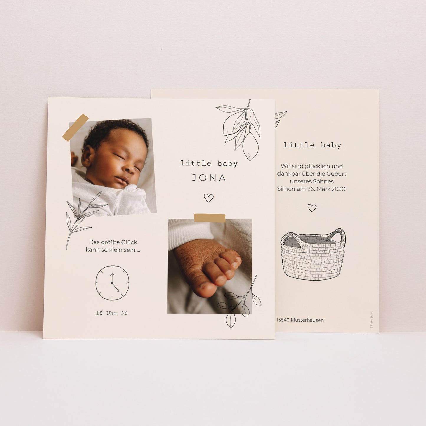 Geburtskarte Quadrat Bullet journal Herbier foto N° 1