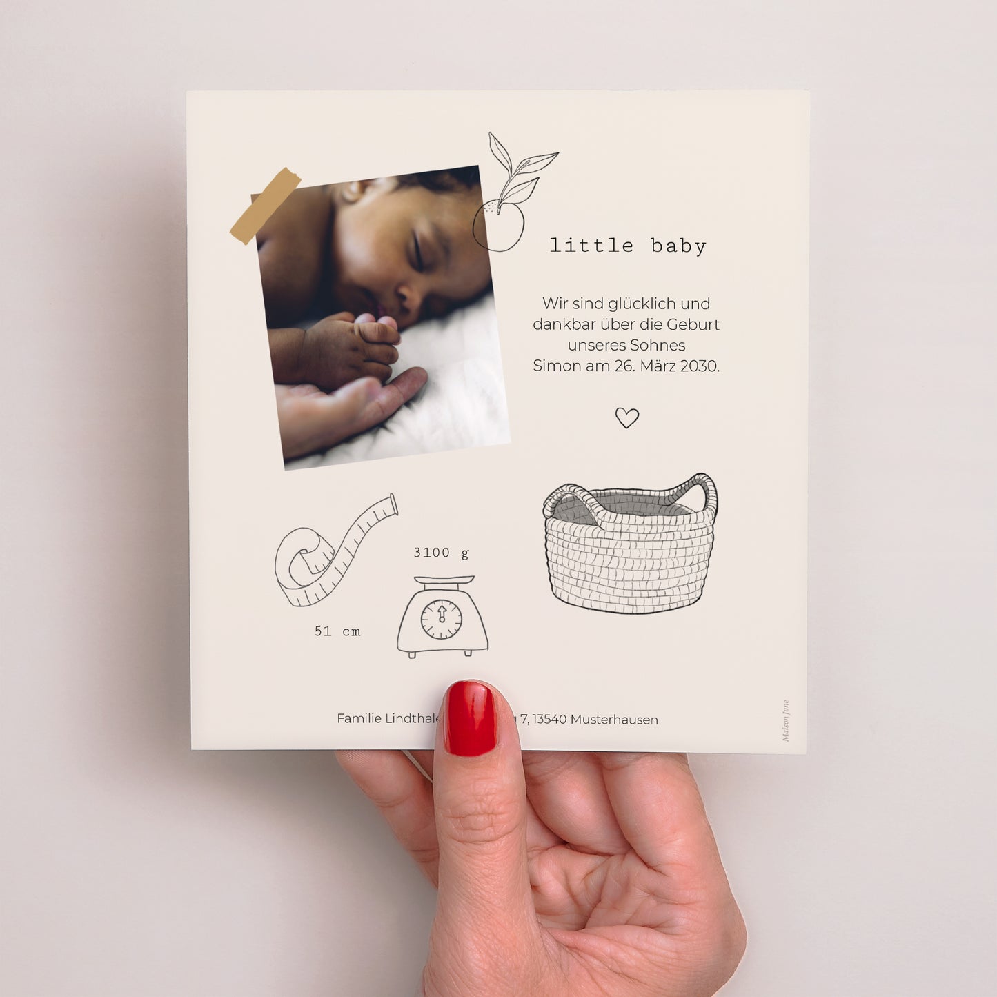 Geburtskarte Quadrat Bullet journal Herbier foto N° 3