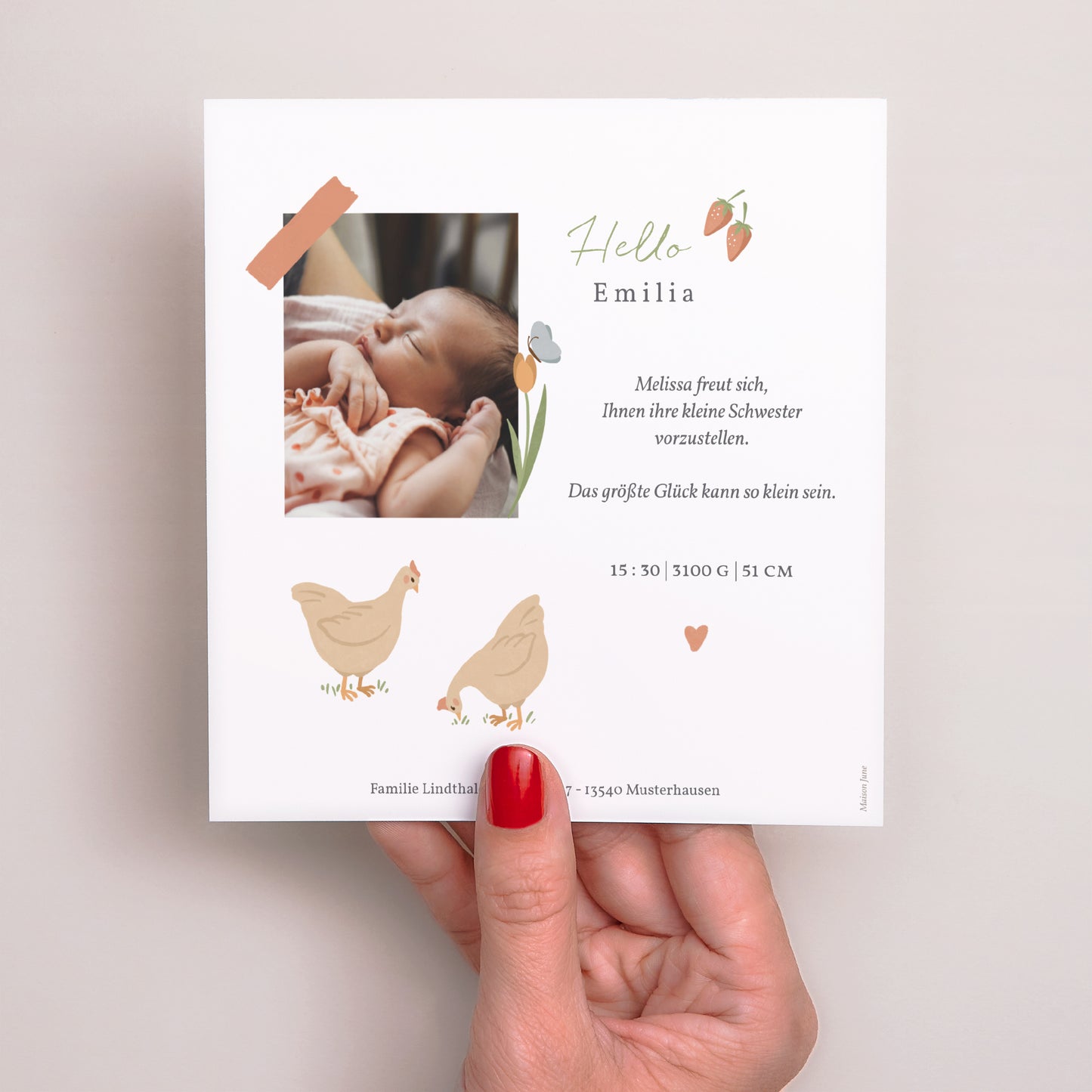 Geburtskarte Quadrat foto N° 3