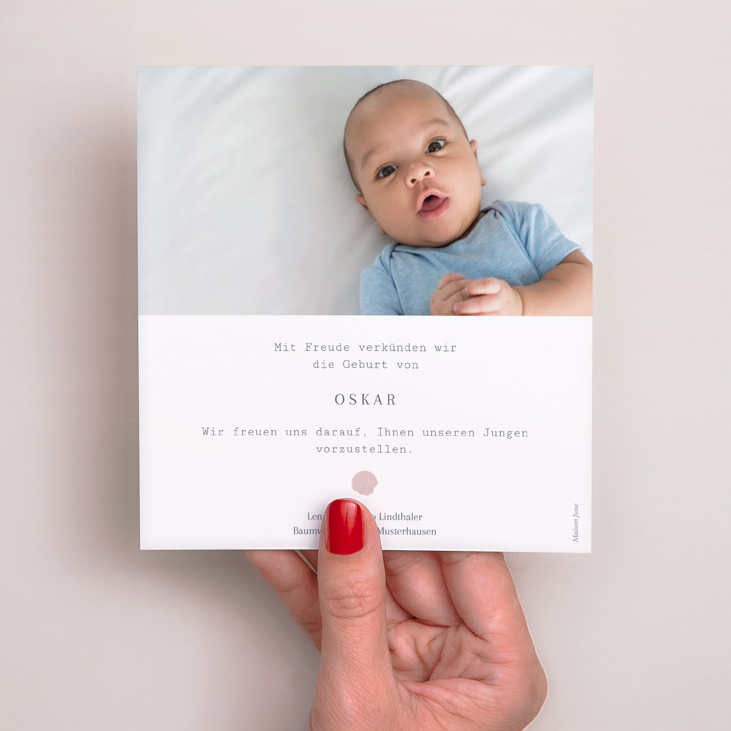 Geburtskarten Quadrat Kleine Schritte am Wasser foto N° 3