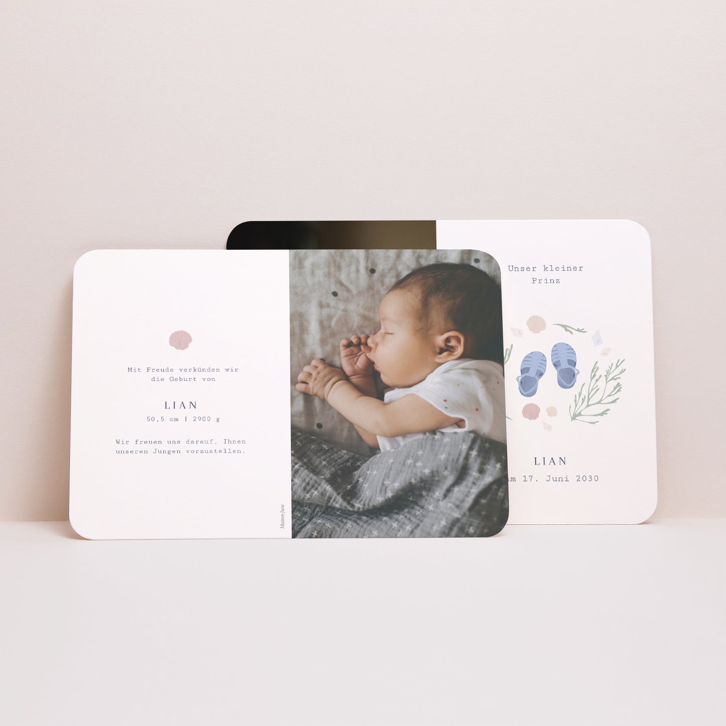 Geburtskarten Landschaft, abgerundete Ränder Kleine Schritte am Wasser foto N° 3