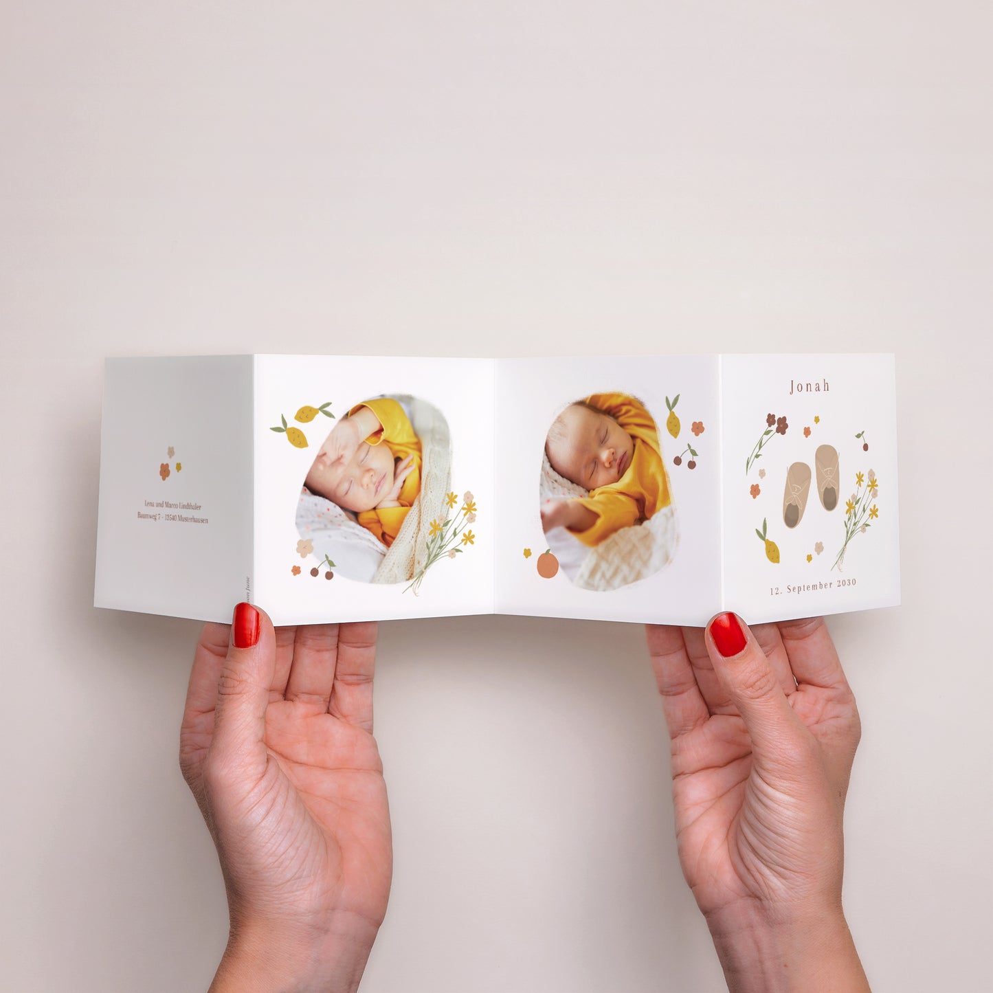 Geburtskarte Akkordeon Kleine Schritte auf dem Markt foto N° 3