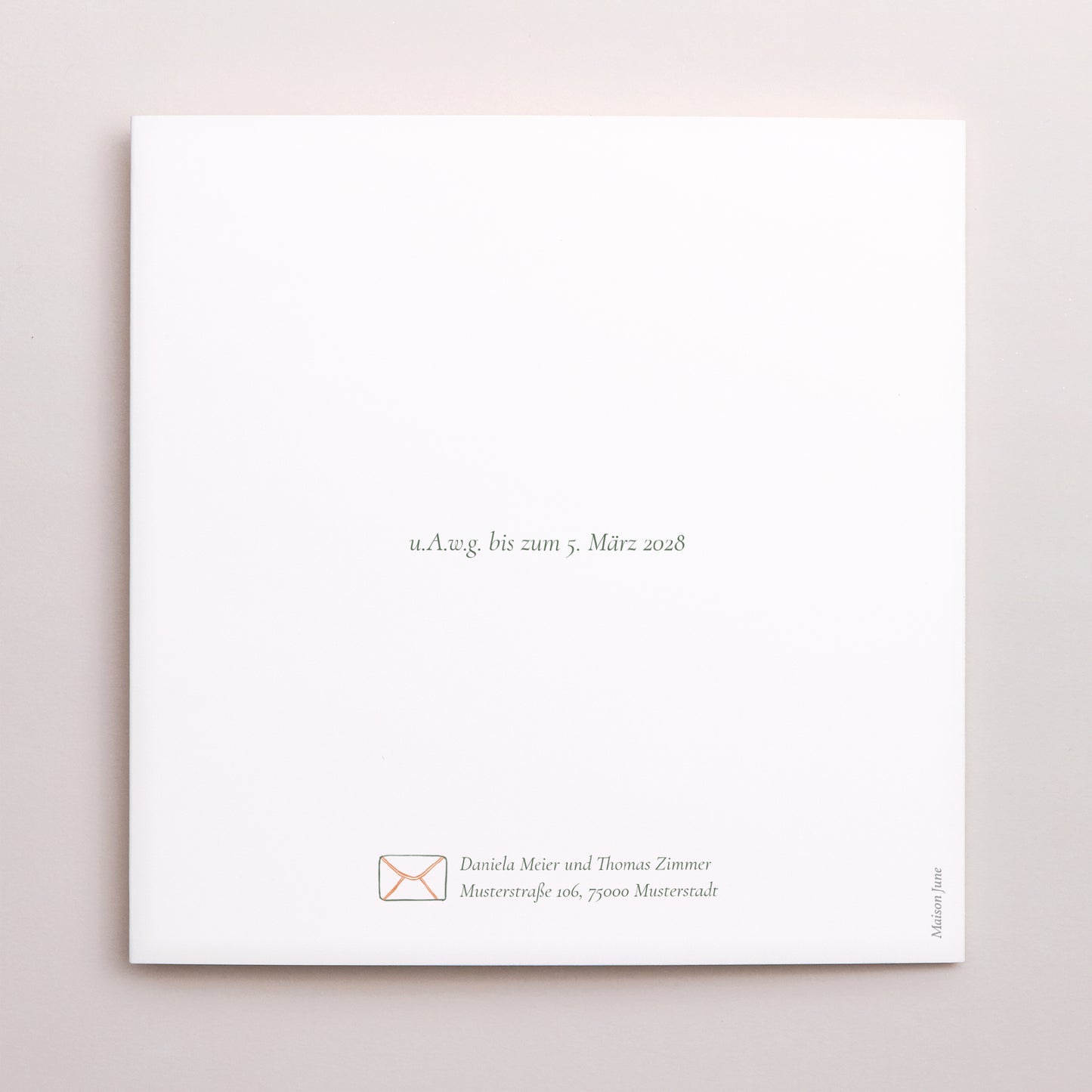 Hochzeitseinladung Doppelflügiges Quadrat Pflanzenrahmen II foto N° 3