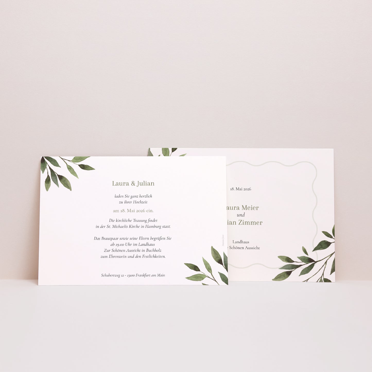 Hochzeitseinladung Landschaft Pflanzliche Wellenbewegung foto N° 3